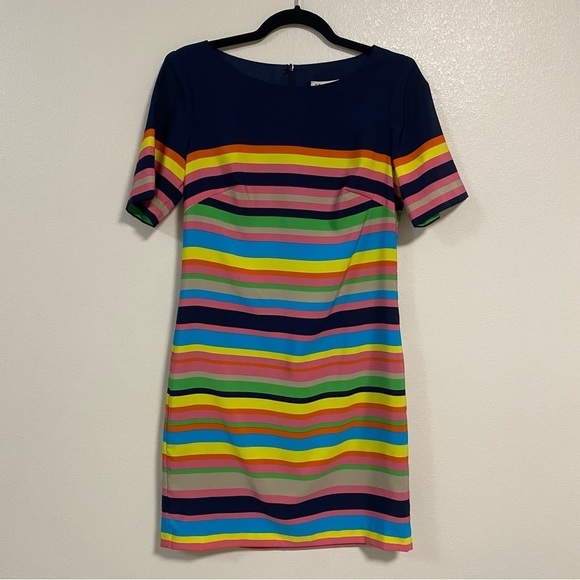 Trina Turk Dress Women’s Size 2 Navy & Multi Color stripe shift dress - Picture 7 of 16